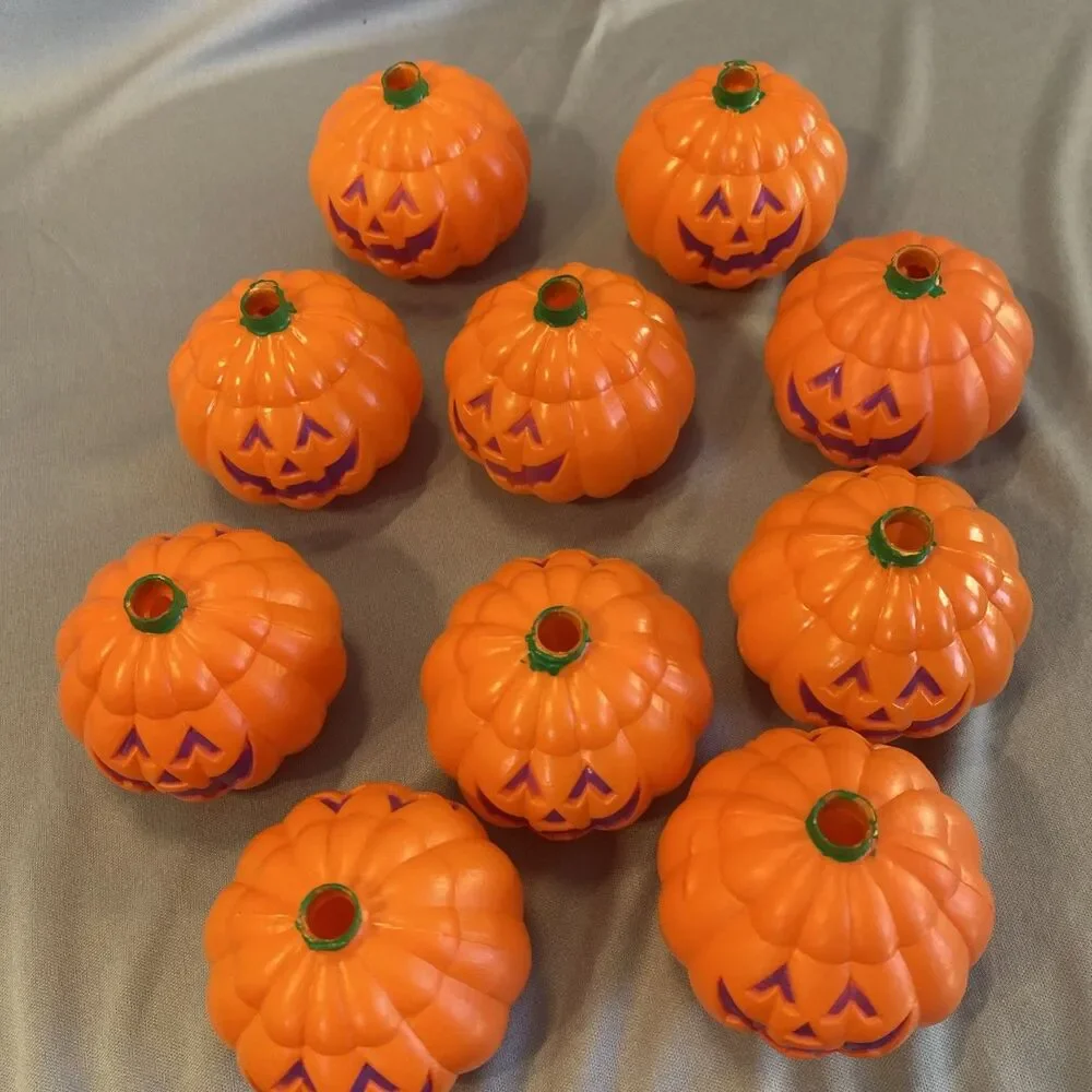 Vintage Halloween Jack-O-Lantern Pumpkin String Light Covers Blow Mold Pumpkin